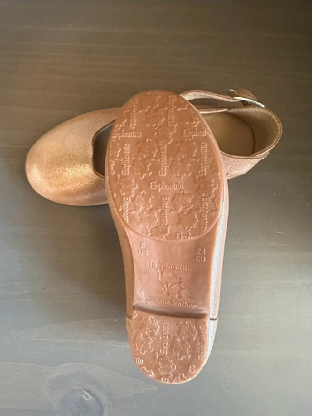 Girls' Blush Metallic Mary Jane Shoes with Ankle Strap